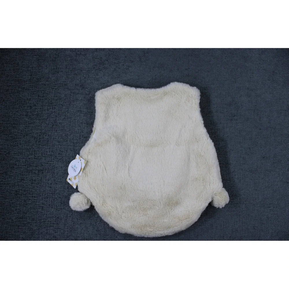 Sunni Bliss Girls Faux Fur Pom Pom Vest White RTS-CHY1018 Size 4/5 NWT